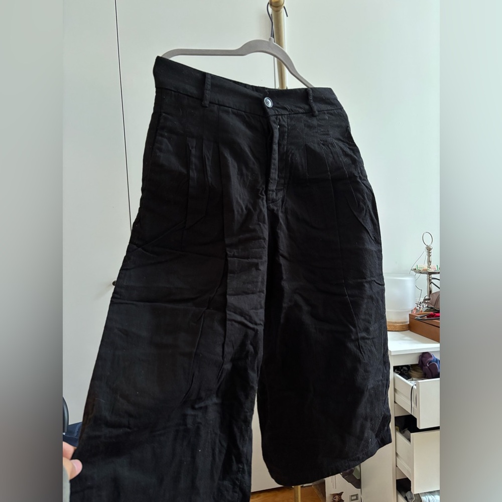 Black cotton wide leg
